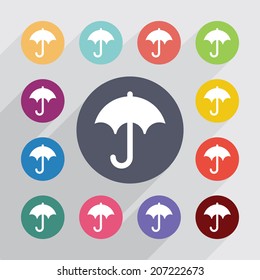 lightning, flat icons set. Round colorful buttons. Vector