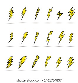 Lightning flat icons set. Vector Illustration eps 10.