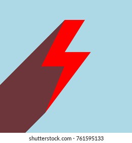 Lightning flat icons set. Vector. Red flat icon with infinte wine shadow to left down corner at sky background.
