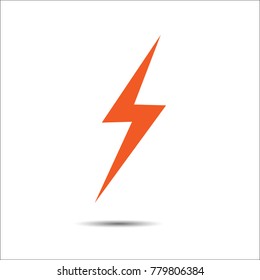 Lightning flat icons.  Simple icon storm or thunder and lightning strike isolated.