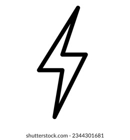 The lightning flat outline icon depicts a simplified representation of a lightning bolt in a flat design. It symbolizes energy, power, and the natural phenomenon of lightning in the sky.