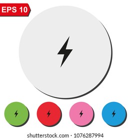 Lightning flat round colorful vector icon.