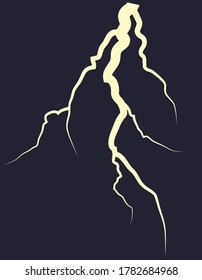 Lightning in flat style. Natural light phenomenon.