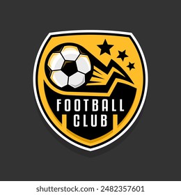 lightning football logo badge with a soccer ball illustration. sport team logo vector template.