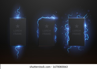 Lightning Frame Set On Black Background
