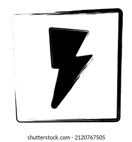 Lightning, framed brush strokes, vector illustration.