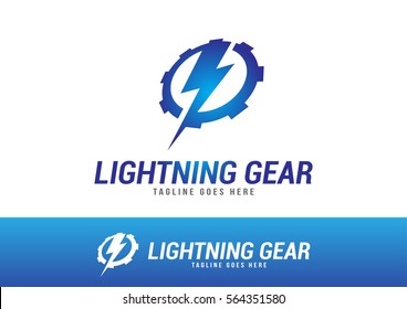 Lightning Gear Logo Template Design Vector