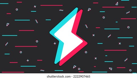 Lightning. Glitch background with lightning in the center. Modern background in the style of swiftness, electricity, power. Vector illustration