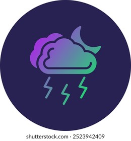 Lightning Glyph Circle Gradient Icon