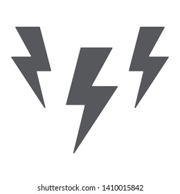 Lightning glyph icon, storm and forecast, thunder sign, vector graphics, a solid pattern on a white background, eps 10.