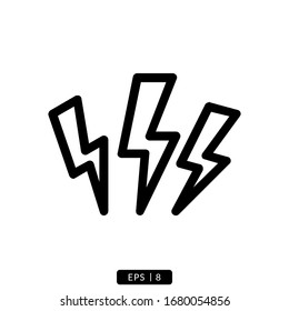 lightning glyph icon vector logo illustration simple design.