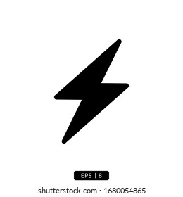 Lightning Glyph Icon Vector Logo Illustration Simple Design.