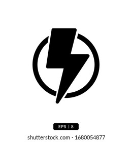 lightning glyph icon vector logo illustration simple design.