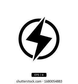 lightning glyph icon vector logo illustration simple design.