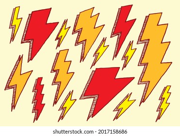 Lightning hand drawn illustration vector color