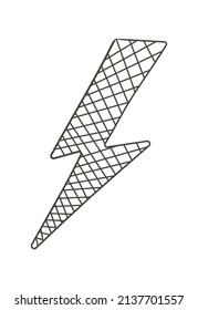 Lightning hand drawn set vector. Flash energy, caution icons, attention  illustration for social net story, web, banner. Doodle thunder sign collection. Sketch electric black symbol. 