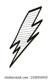 Lightning hand drawn set vector. Flash energy, caution icons, attention  illustration for social net story, web, banner. Doodle thunder sign collection. Sketch electric black symbol. 