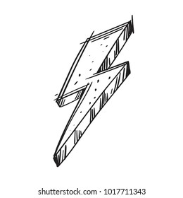 Lightning. Hand-drawn vector illustration isolated on white background.