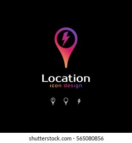 lightning hazard icon. location icon for map