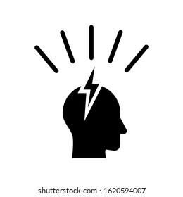 Lightning in the head icon. Outline lightning in the head vector icon for web design isolated on white background