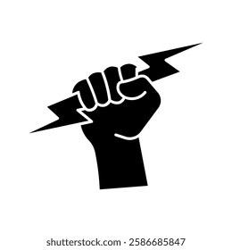 Lightning holding in hand  icon color editable