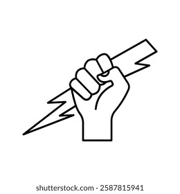 Lightning holding in hand  icon color editable