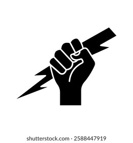 Lightning holding in hand  icon color editable