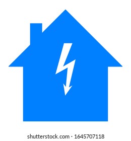 Lightning and home on white
