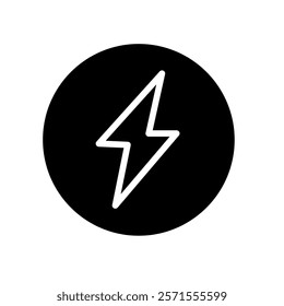 Lightning icon in black circle, minimalism