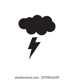 Lightning icon black and white vector outline sign