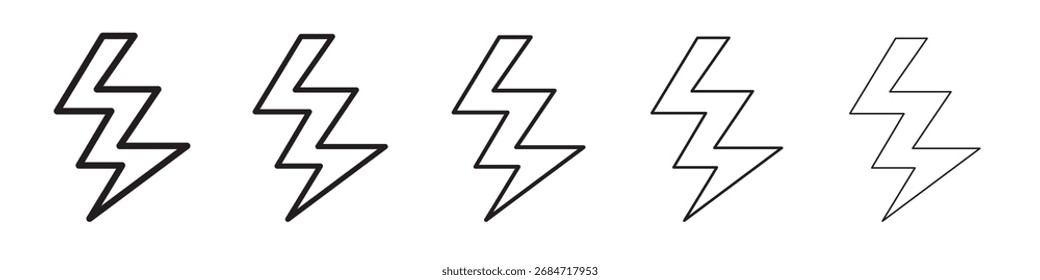 Icono de relámpago signo de Vector blanco y negro