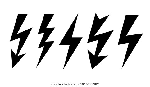 Lightning icon, bolt vector signs isolated on white background