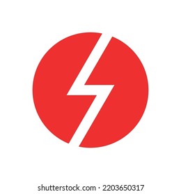 Lightning Icon Circle Symbol Electricity Charge Stock Vector (Royalty ...