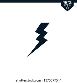 Lightning icon collection in glyph style, solid color vector