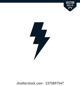 Lightning icon collection in glyph style, solid color vector