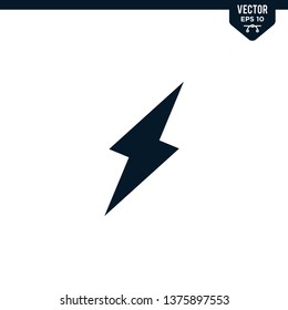 Lightning icon collection in glyph style, solid color vector