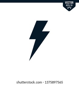 Lightning icon collection in glyph style, solid color vector
