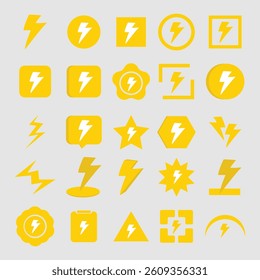 lightning icon collection with modern shapes