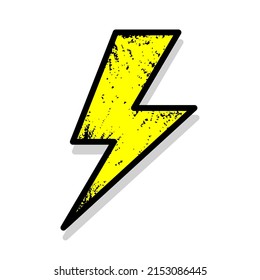 Lightning icon. Color contour linear silhouette. Front side view. Vector simple flat graphic illustration. Isolated object on a white background. Isolate.