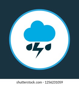 Lightning icon colored symbol. Premium quality isolated thunderstorm element in trendy style.