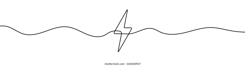 Lightning icon in continuous line drawing style. Line art of lightning bolt icon. Vector illustration. Abstract background