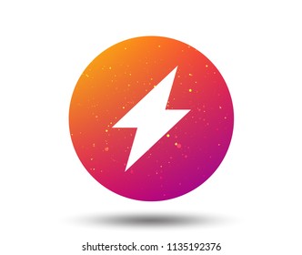 Lightning icon. Electricity energy power symbol. Circle button with Soft color gradient background. Vector