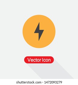 Lightning Icon, Energy Icon, Electricity Icon Vector Illustration On Light Gray Background Eps10
