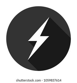 Lightning icon. Energy vector icon, lightning sign. charge flat symbol on gray background. Round icon with shadow