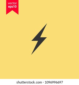 Lightning icon. Energy icon. Yellow background. EPS 10 vector sign.