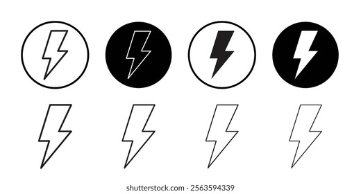Lightning icon Flat art in black and white isolated