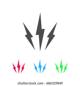 Lightning icon flat. Color pictogram on white background. Vector illustration symbol and bonus icons