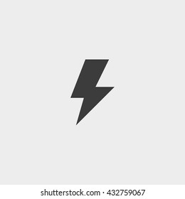 Lightning icon in a flat design in black color. Vector illustration eps10