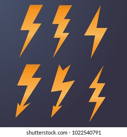 Lightning icon flat design long shadows vector illustration