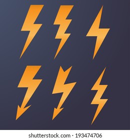 Lightning icon flat design long shadows vector illustration